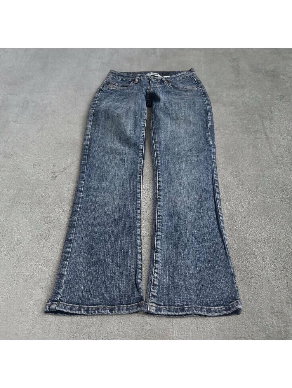 super cute low rise button fly bootcut ccs dark wash jeans